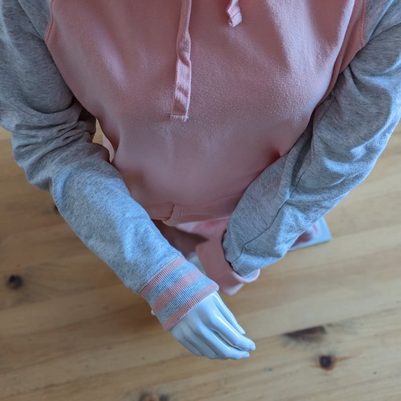 Shambhala Long Sleeve Pink and Grey Hooded Sweater without Tags Presumed Size Lg - Picture 2 of 8